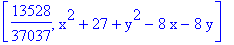[13528/37037, x^2+27+y^2-8*x-8*y]